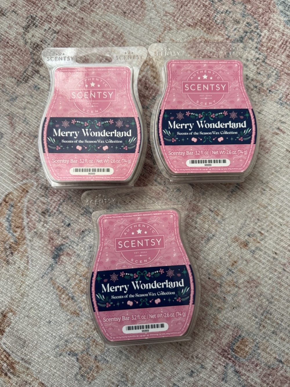 Scentsy Merry Wonderland Pink Wax Bars - Set of 3